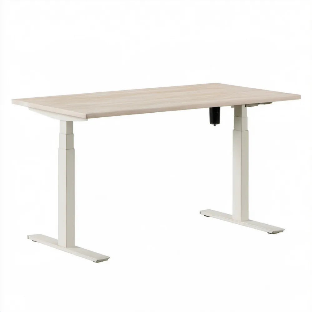 Elektrycznie regulowane biurko 120 x 60 cm, wysokość 72–120 cm, jasny dąb/biały
