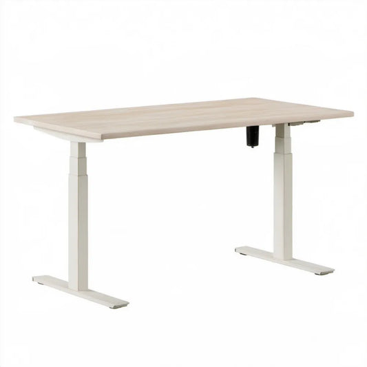 Elektrycznie regulowane biurko 120 x 60 cm, wysokość 72–120 cm, jasny dąb/biały
