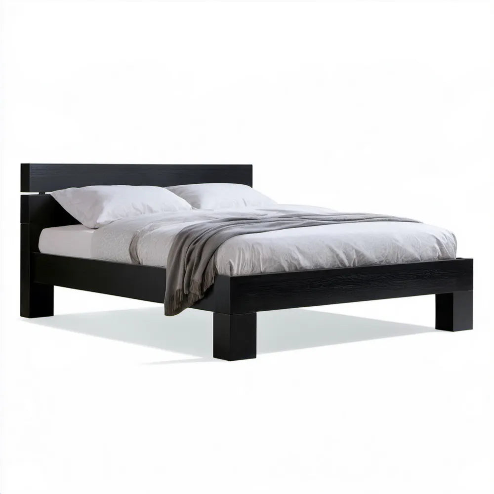 Czarna rama do łóżka dwuosobowego z MDF 160 x 200 cm