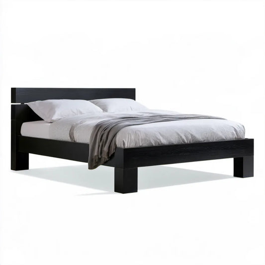 Czarna rama do łóżka dwuosobowego z MDF 160 x 200 cm