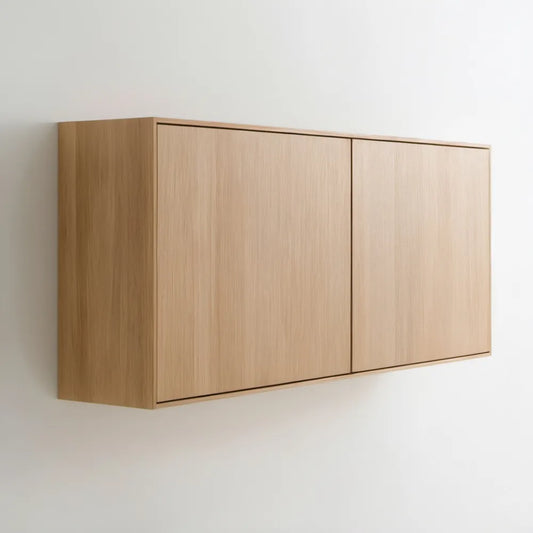 Wisząca szafka RTV z MDF w okleinie jasnego dębu 120 x 35 x 60 cm